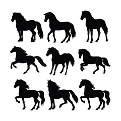 Elegant Black Horse Silhouette Set – Dynamic Equine Poses Collection
