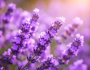 Fototapeta premium Vibrant lavender blossoms in a sunlit field