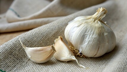 garlic on wooden background