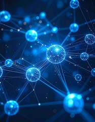 Abstract Blue Molecular Structure Network Connection.