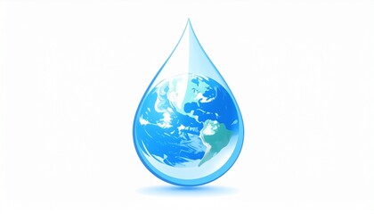Earth Inside a Water Drop Global Wellness Concept.