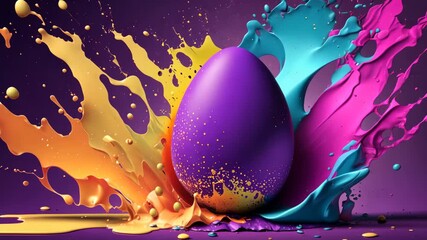 Easter egg splash of colors. Generative AI, - Powered by Adobe