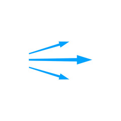 Blue lines illustrate arrow movement and air flow. lines point sharply in the same direction.