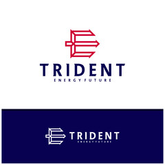 Letter E F with Trident logo icon design vector design template inspiration