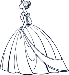 Vintage fashion illustration of a woman in a modest dress