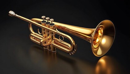 Fototapeta premium Detailed Gold Trumpet Instrument Shines with Smooth Surface on Transparent Background