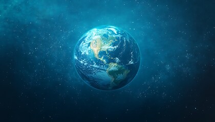 Obraz premium Detailed Earth in Galaxy Featuring Continents, Ocean and Atmosphere