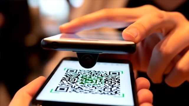 Scanning QR Code with Smartphones: Modern Technology for Transactions - Powered by Adobe