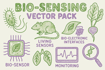 Bio-sensing Vector Pack: Biotechnology, Biosensors and Biomedical Engineering Illustration Set