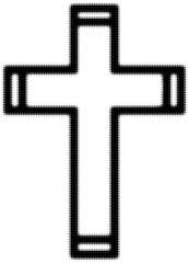 Fototapeta premium Black dotted outline of a cross, religious symbol graphic. Vector illustration