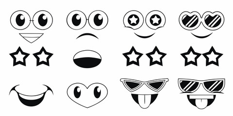 Assortment of Cartoon Faces and Features facial expression