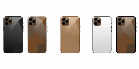 Assortment of smartphones in various colors on white background