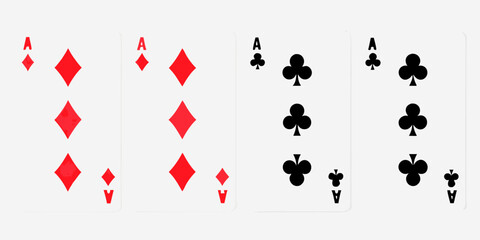 Four Aces Playing Cards Diamond and Club Suits vector