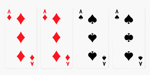 Four Aces Playing Cards Diamond and Spade Suits vector