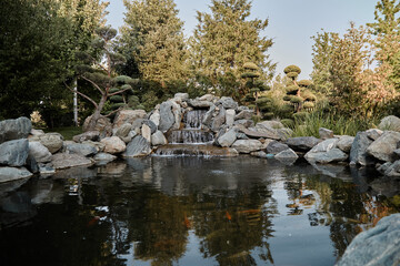 Waterfall in Japanese Garden