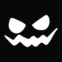 Halloween Pumpkin spooky Faces Silhouette Set, Scary Jack O Lantern Vector