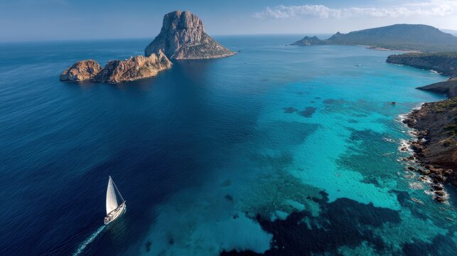 sailboat island turquoise mediterranean sea - Powered by Adobe