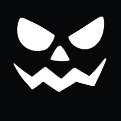 Halloween Pumpkin spooky Faces Silhouette Set, Scary Jack O Lantern Vector