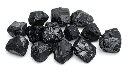 Coal chunks on white background