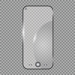 phone,mockup,screen A realistic vector illustration of an older smartphone with a transparent screen punch hole camera home button and capacitive keys an isolated template for device display
