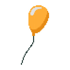 Playful pixel art balloon with retro style and bright colors, ideal for games or ui decoration.