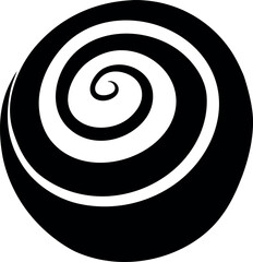 Cinnamon Roll Spiral Icon Black and White Illustration