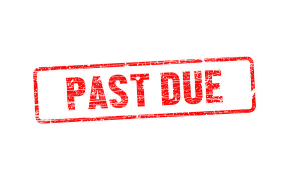 Red past due stamp isolated on transparent background, indicating a late payment or outstanding debt