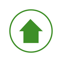 Green circle with arrow pointing up, isolated on transparent background, representing growth, success, and achievement