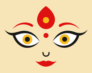 a minimalist vector illustration of Durga's eyes