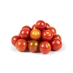 Ripe red cherry tomatoes clustered together round fresh