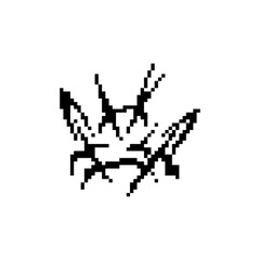 Black pixelated explosion lines arranged in a dynamic pattern, showcasing retro mosaic pixel art.