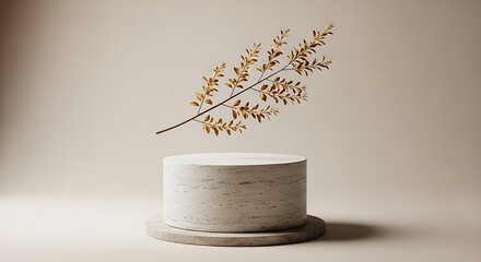 Delicate Natural Leaf Hovering Above Pedestal