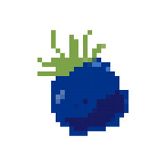 Fototapeta premium Playful and pixelated blueberry icon in 8 bit design, showcasing vibrant colors and retro fun.