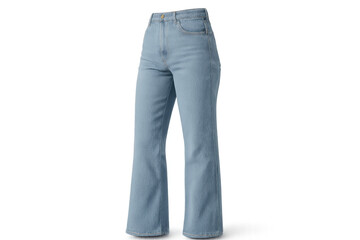 Light blue flared jeans isolated on transparent background