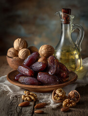 Rustic and healthy style of the date, walnut and almond collection