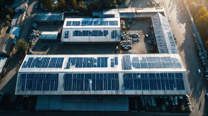 Fototapeta premium solar panels on factory rooftops