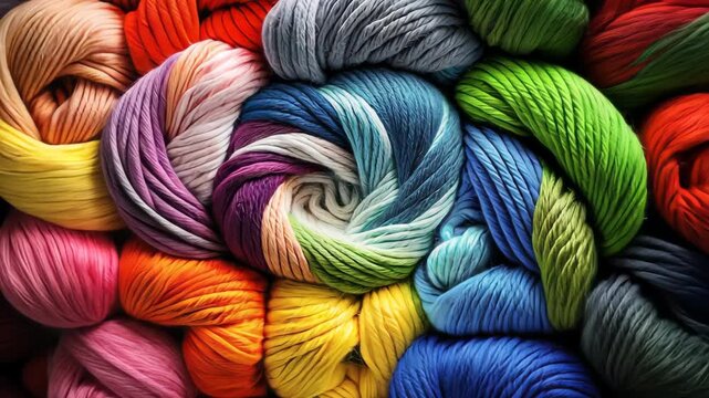 yarn for knitting multi-colored threads a lot. Generative AI,