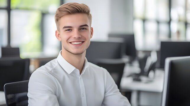 Smiling Young Businessman Office Worker Portrait