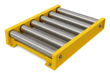 Yellow roller conveyor section with transparent background