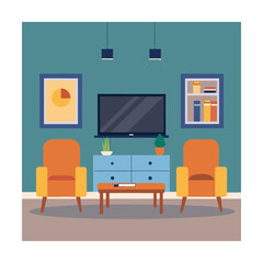 Minimalist TV Room with Wall Mounted TV and Cabinet