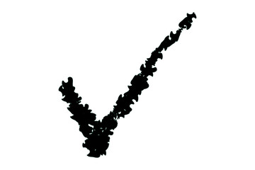 Simple doodle check mark symbol hand drawn with chalk or crayon texture