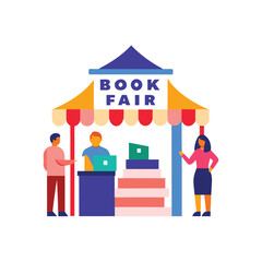 outdoor book fair stalls visitors