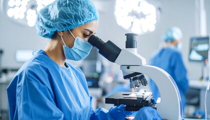 Surgeon using microscope in surgery