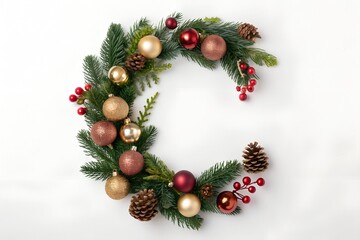 Christmas wreath shaped like the letter c