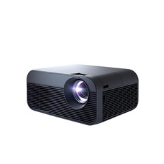 Modern digital projector showing bright light source transparent background