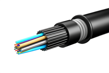 Multi colored fiber optic cable strands isolated on a transparent background technology