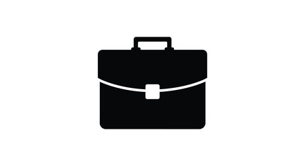 A black briefcase with a handle and clasp on a white background