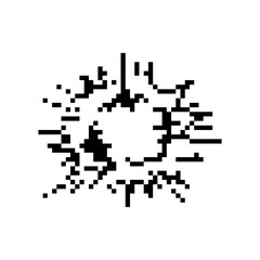 Fototapeta premium Black and white explosion icon in mosaic pixel art style, showcasing retro game aesthetics.