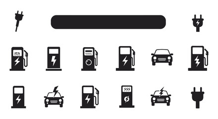 Electric vehicle charging stations and cars with power sources