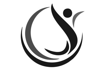 black and white vector illustration of an abstract symbol people